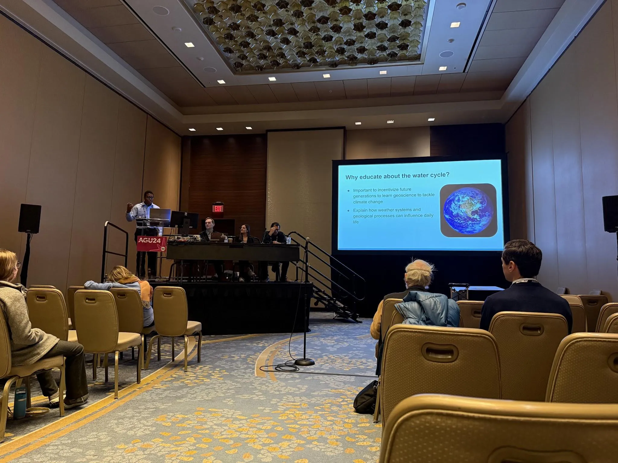 Samuel presenting his water cycle module.